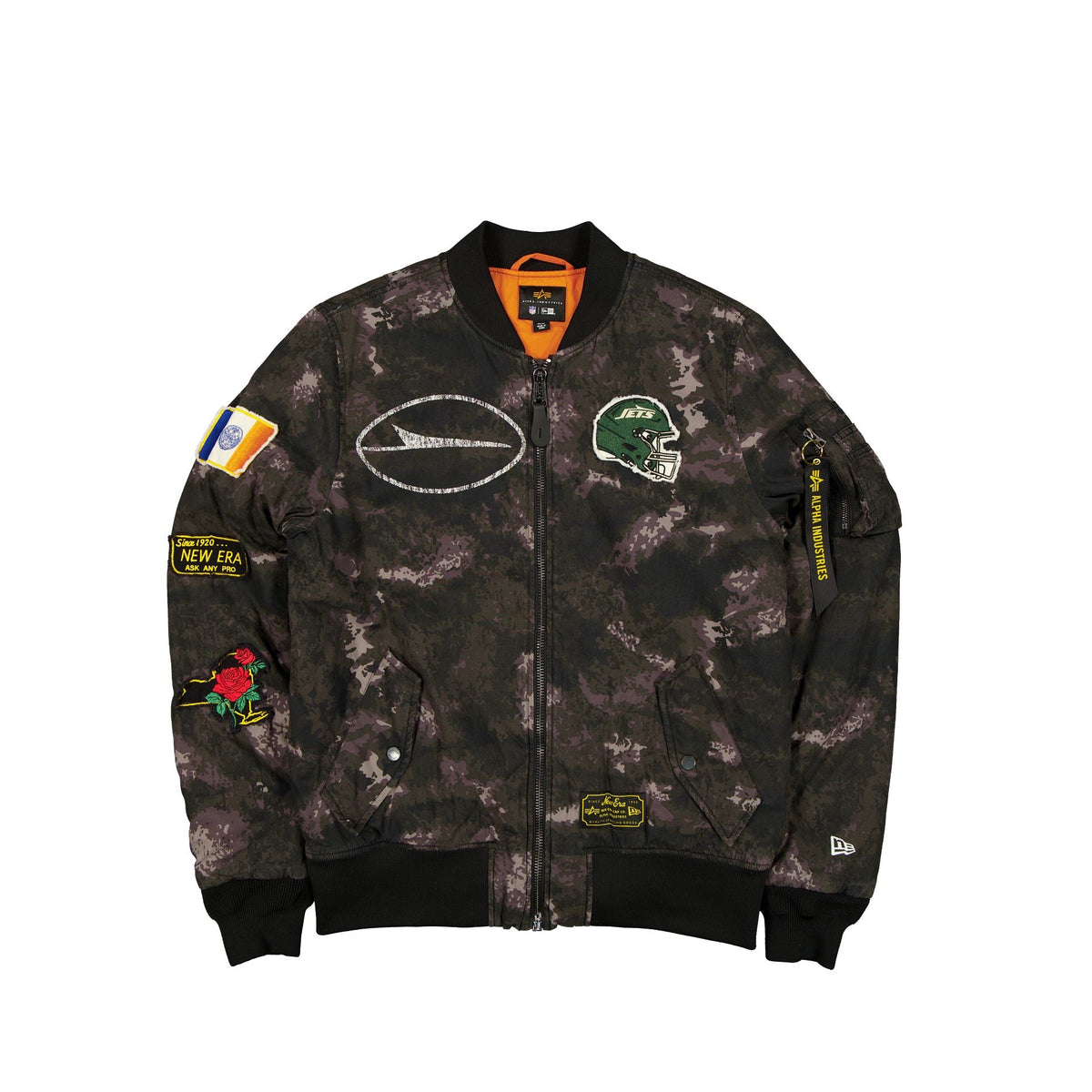 Alpha Industries x New York Jets Black Camo MA-1 Bomber Jacket